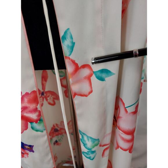 Natori Womens Asian Multi Color Floral Romantic Kimono Inspired Long Robe S - Picture 2 of 11